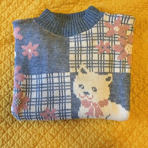 vintage cat and flowers turtleneck sweater - Picture 3 of 4